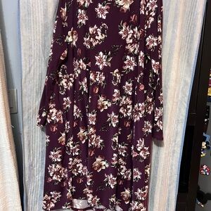 Floral Long Sleeve Dress - Purple